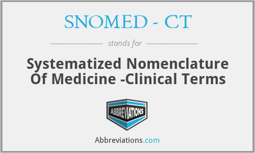 SNOMED - CT - Systematized Nomenclature Of Medicine -Clinical Terms